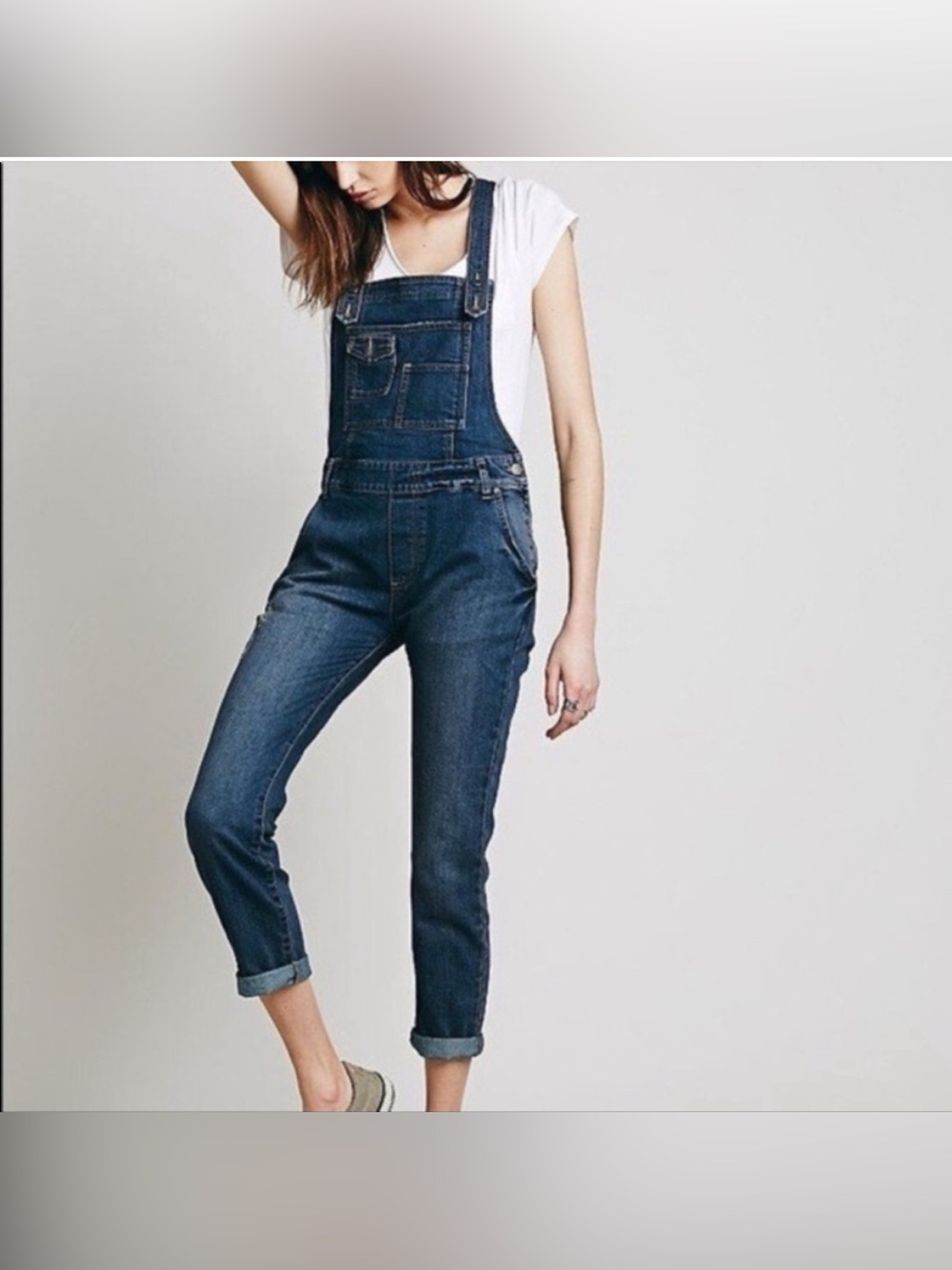 Free People We The Free Milo washed Denim Overalls Size 26